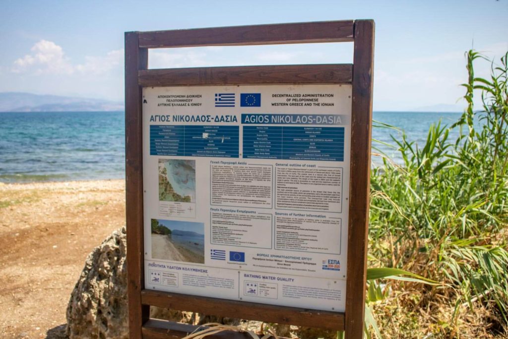 Information panel at Agios Nikolaos Beach Information panel at Agios Nikolaos Beach