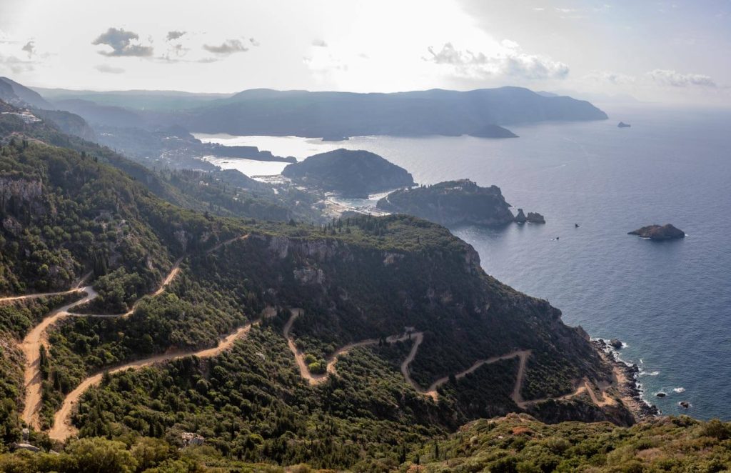 View over Palaiokastritsa from Angelokastro Castle
