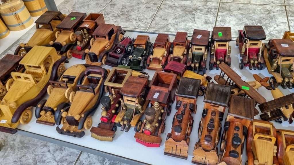 Olive wood miniature cars