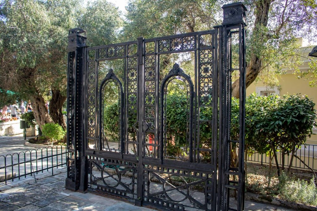 Iron entrance gate to Achilleion Palace